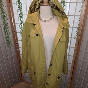 dennis basso Hooded Trench Coat in Chartreuse